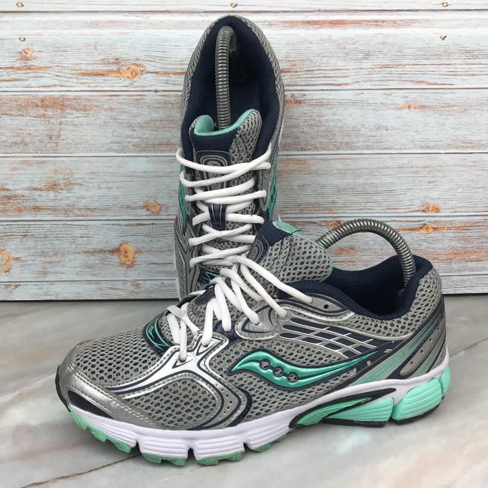 Saucony Women’s Liberate Running Shoe in Silver and Teal